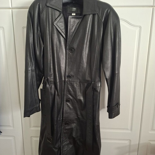 Leather trench coat SKIN size M new, black