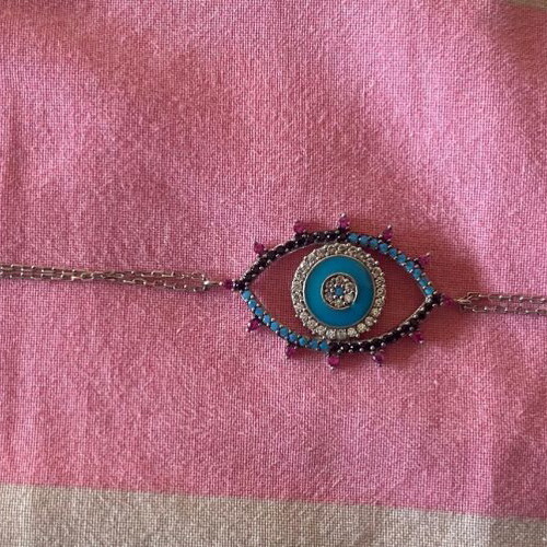 Anna Maria Mazaraki 925 silver bracelet new with colored zircons and blue enamel