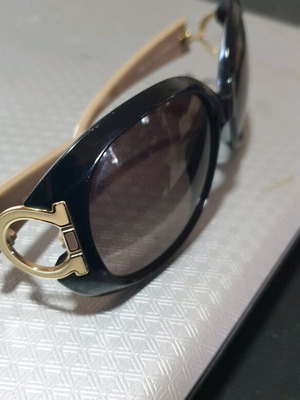 Salvatore Ferragamo SF668S women's semi-oval sunglasses like new, beige plastic