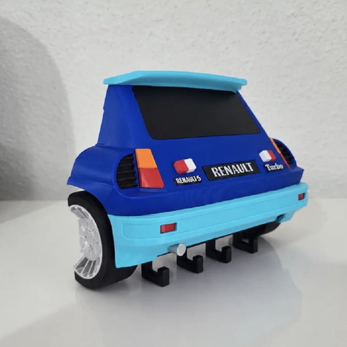 Renault 5 Turbo Key Holder 3D Printed Wall Mount Retro Car Design