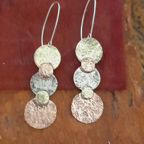 Handmade earrings new, mixed metals, 7.5 cm length