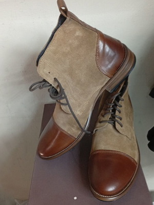 Herman Sons leather ankle boots new, size 40, beige and brown