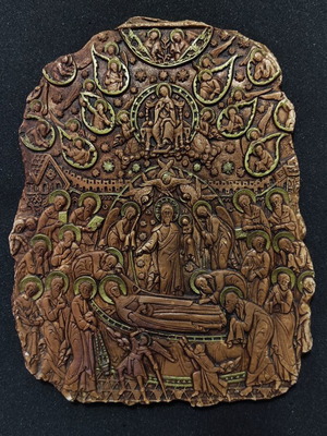 Dormition of Theotokos icon used, resin 22x17cm