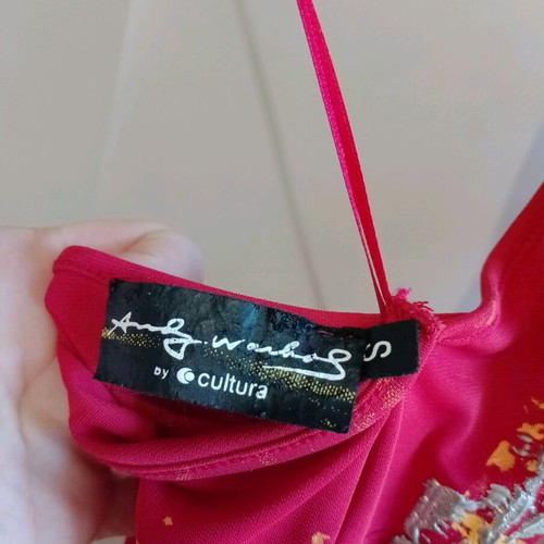 Andy Warhol red dress like new with orange and silver designs