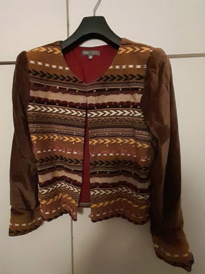 Velvet women's jacket like new, brown multicolor with patterns
