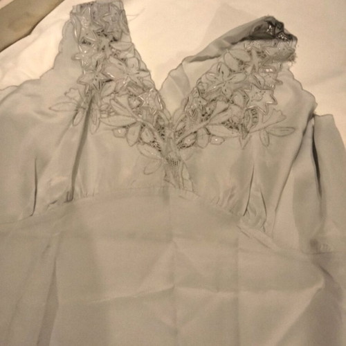 Vintage Isabelle nightgown with matching robe, like new, gray-blue