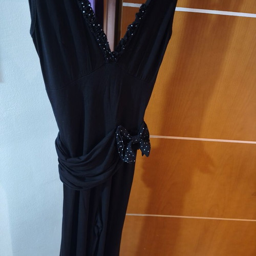 Women's jumpsuit like new with belt and polka dot bow neckline s/m