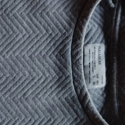 Pull & Bear men's grey sweatshirt with embossed quilted chevron design