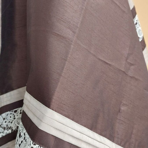 Taft Tablecloth 1.20x1.20 New Brown Chocolate with White Lace Kentia