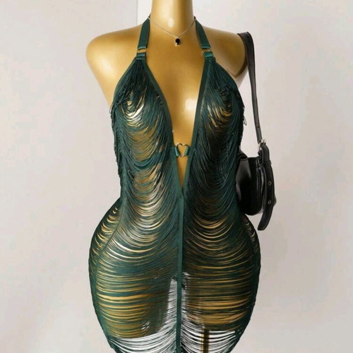Beach dress green cypress color, new, size M