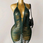 Beach dress green cypress color, new, size M