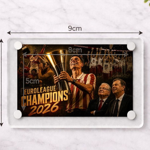 Ακρυλικό μαγνητάκι Euroleague Champions 2026 Ολυμπιακός καινούργιο
