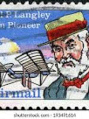 Γραμματόσημο Samuel P. Langley US Airmail 45c σαν καινούργιο, αεροπορική έκδοση