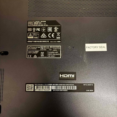 MSI Modern 15 laptop like new, Intel Core i5, 8GB RAM, 1TB SSD