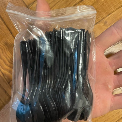 Small plastic spoons new, pack of 49, black