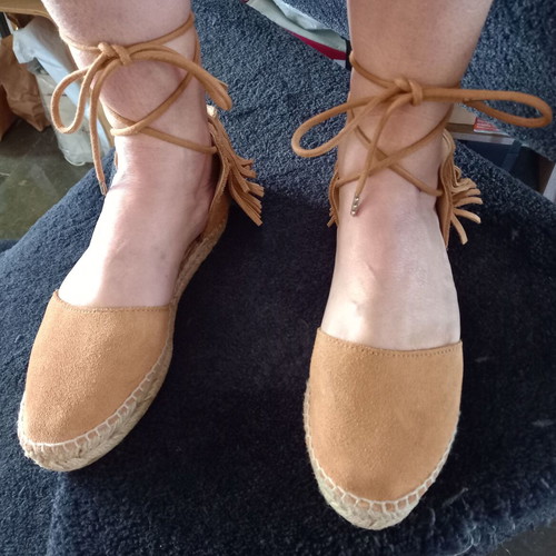 Flamenco leather lace-up espadrilles like new, size 36, beige-brown