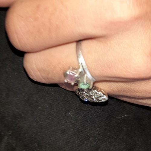 Silver ring 925 with fluorite gemstones, like new
