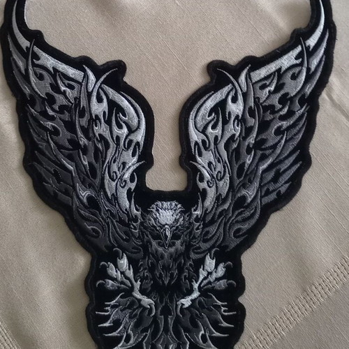 Sewn patch for motorcycle jacket, iron-on or sew-on
