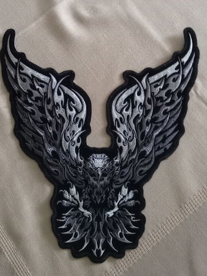 Sewn patch for motorcycle jacket, iron-on or sew-on