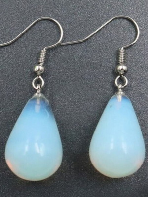 Opalite Drop Earrings new, iridescent white and turquoise