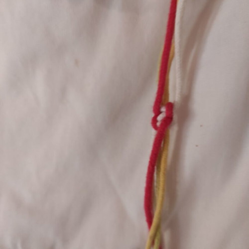 Midi skirt used, A-line with removable belt, white and red, size S