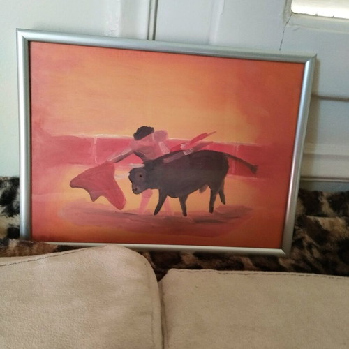 Watercolor from Spain 27 cm x 27 cm like new with frame