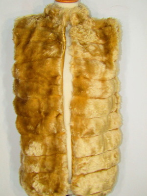 Women's Fur Vest L new, gold color, sleeveless with lining