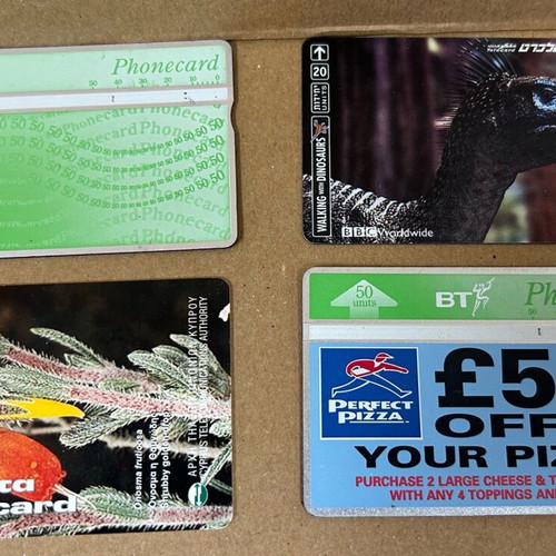 Phone cards used, pack of 4
