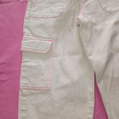 Billieblush girls' cargo pants used, beige with pink details, size 6 years