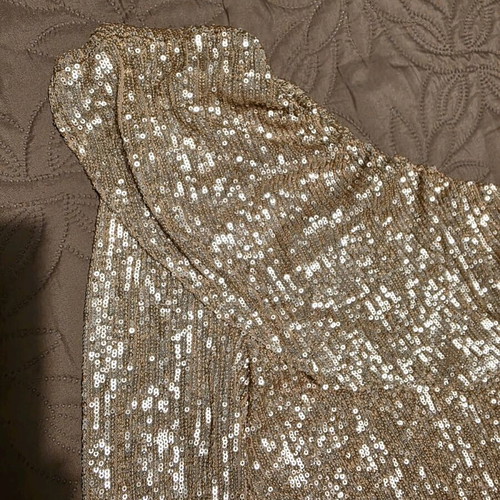 Short dress with one shoulder and gold sequins Zara like new