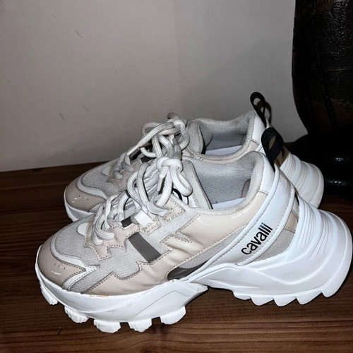 Roberto Cavalli athletic shoes like new, white and beige size 37