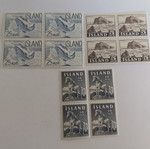 Iceland stamps, 3 series in blocks of 4, mint