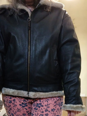 Real Leather Aviator Jacket like new, vintage style, size S, black