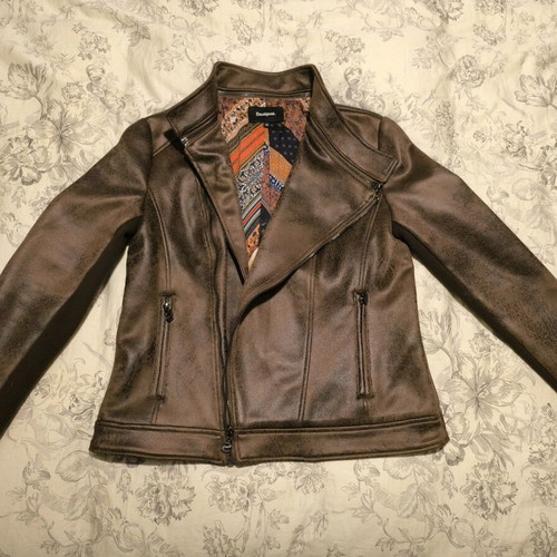 Desigual Biker leather jacket No40 new, brown