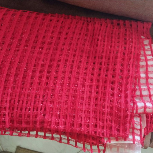Net curtain with silver thread for double balcony door