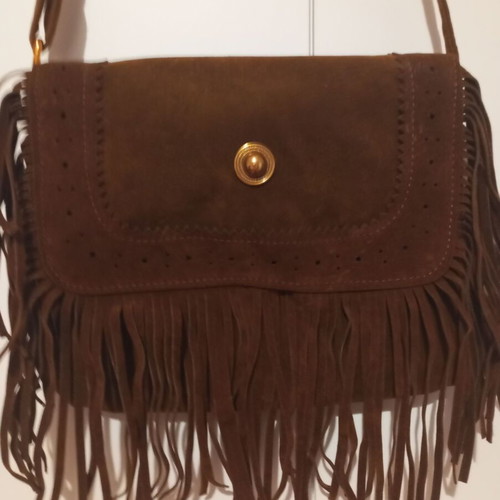 Women's brown crossbody bag new with fringes and gold details
