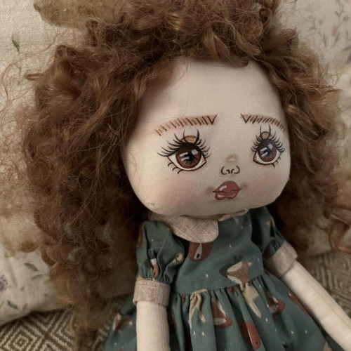 Handmade Fabric Doll like new, art doll with detailed dress