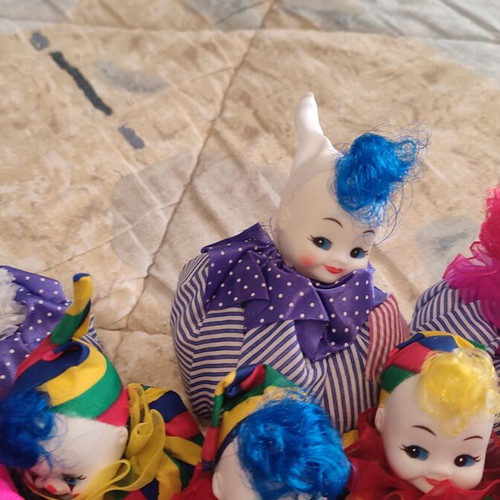 Handmade vintage clown dolls set of 40 from the 1990s