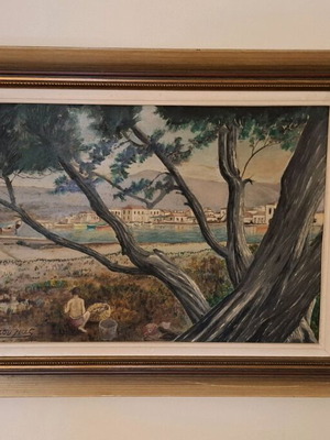 Oil painting used, artwork by K. Papoulia, 35cm × 48cm