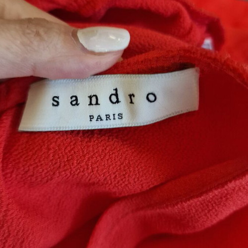 Sandro red crepe sleeveless flounce mini dress like new, size S