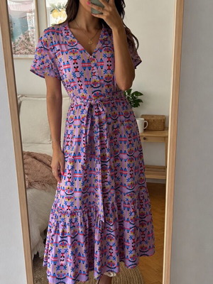 Acherounes Maxi Dress like new, multicolor column mauve print