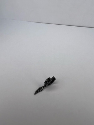 Single feather earring like new, black, stainless steel