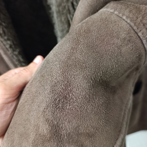 Mouton Sheepskin Shearling Coat used, brown, size L-XL