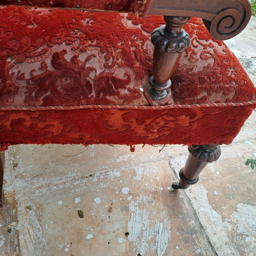 Antique set of 2 carved chairs and 1 octagonal table used