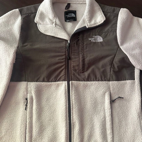 The North Face women's M fleece jacket white with khaki windproof fabric