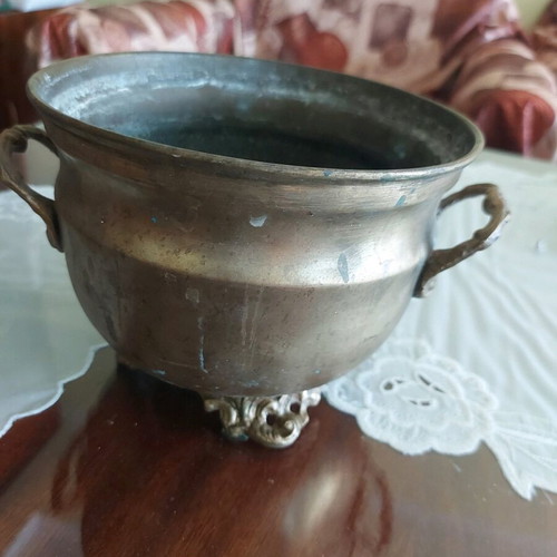 French copper cachepot used, vintage decorative piece