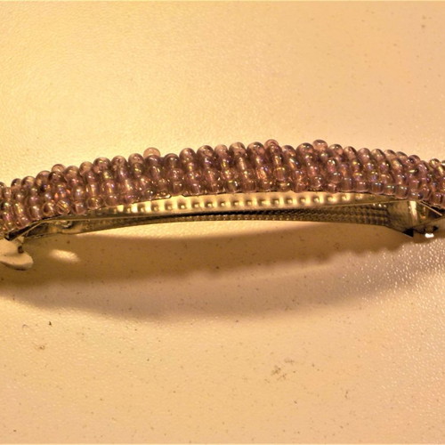 Hair clip with pink beads, 9 cm length and 8 mm width