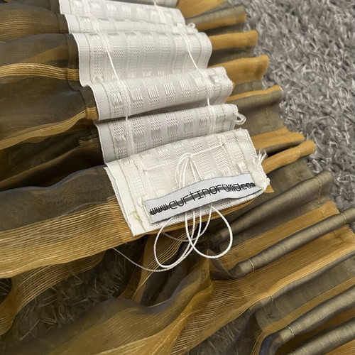 Luxury curtain like new, transparent khaki with wide gold stripes