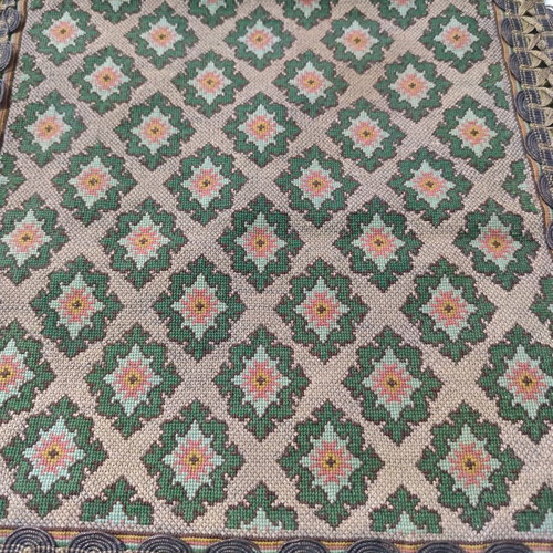 Handmade embroidered counted table runner with gold thread filling