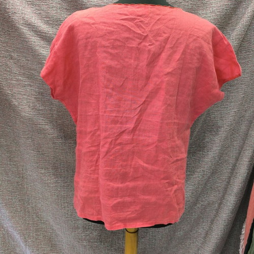 Linen shirt with embroidery like new, size M-L, red/coral